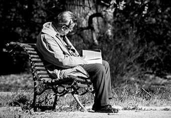 senior man reading