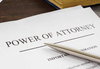 Photo of document reading 'power of attorney'