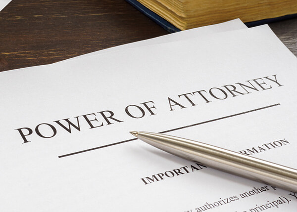 Photo of document reading 'power of attorney'